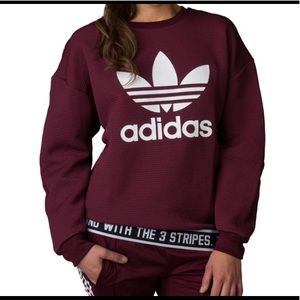 Adidas Trefoil Oversize Maroon Crew Sweatshirt